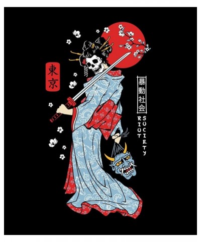 Womens Short Sleeve Graphic and Embroidered Fashion T-Shirts and Tees Geisha Samurai (Black) $18.76 T-Shirts