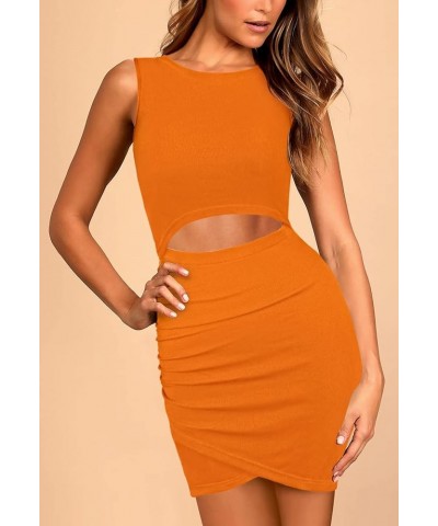 Color Block Sleeveless Crewneck Wrap Ruched Dresses Outfit for Women Sexy Night Out Date Skinny Elegant Cut Out Mini Short Sh...