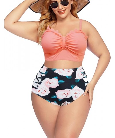 Swimsuit for Women High Waisted Bikini Tummy Control 2 Piece Swimwear Bathing Suits S~4XL Pink $10.00 Swimsuits