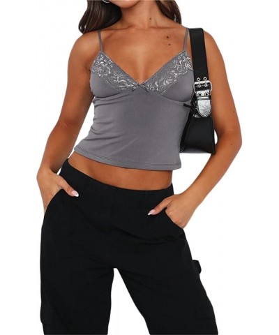 Women Sexy Low Cut Tank Top Ruched Bandage Camisloe Side Split Mini Y2k Tops Cropped Bustier Vest Going Out Grey-2 Large $9.8...