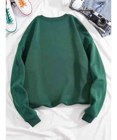 Women's Letter Graphic Print Pullover Casual Tops Sweaters Crewneck Long Sleeve Sweatshirts Dark Green Graphic $18.23 Hoodies...