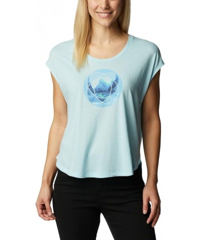 Women's Bluebird Days Modern Short Sleeve Tee Spring Blue Heather/Mindful Meditation Grx $9.75 Activewear