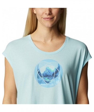 Women's Bluebird Days Modern Short Sleeve Tee Spring Blue Heather/Mindful Meditation Grx $9.75 Activewear