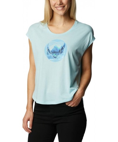 Women's Bluebird Days Modern Short Sleeve Tee Spring Blue Heather/Mindful Meditation Grx $9.75 Activewear