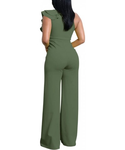 Women's Sexy V Neck Sleeveless Backless Long Wide Leg Pant Jumpsuit Romper Style-6-army Green $24.54 Jumpsuits