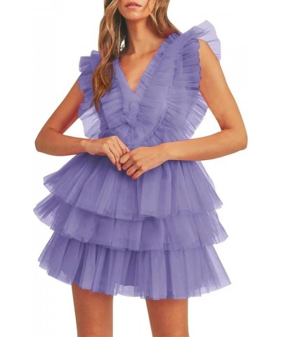 Tiered Tulle Homecoming Dresses for Teens Puffy Ruffles Short Prom Dresses A-Line Cocktail Party Club Growns Lavender $25.52 ...