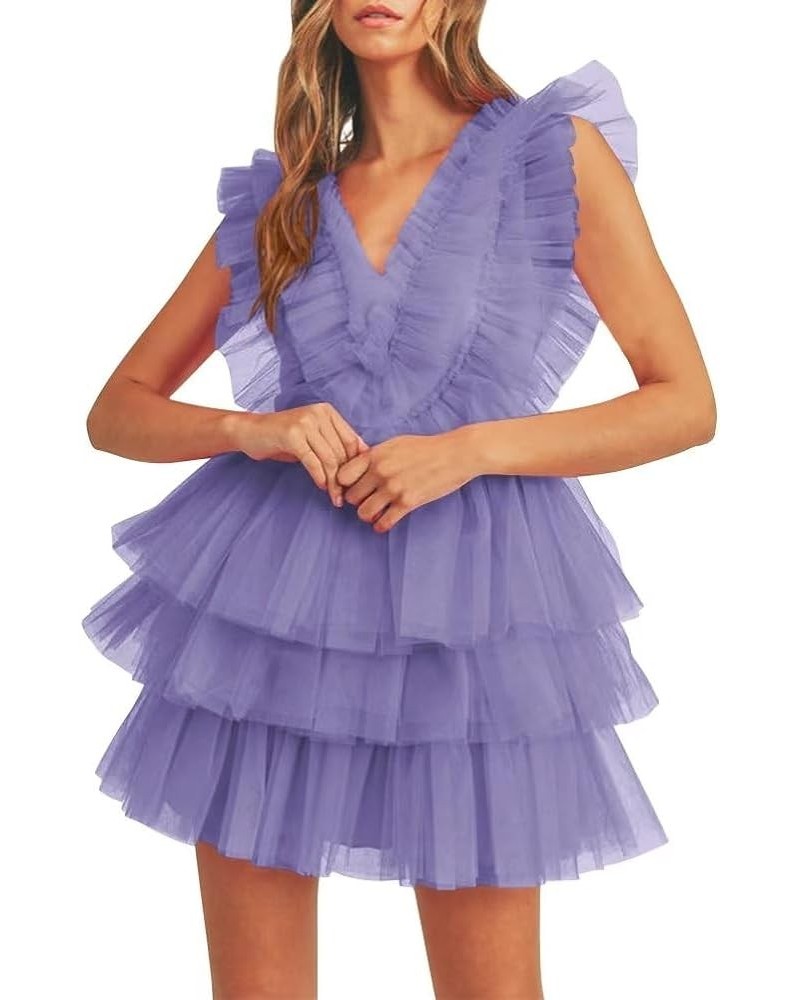 Tiered Tulle Homecoming Dresses for Teens Puffy Ruffles Short Prom Dresses A-Line Cocktail Party Club Growns Lavender $25.52 ...