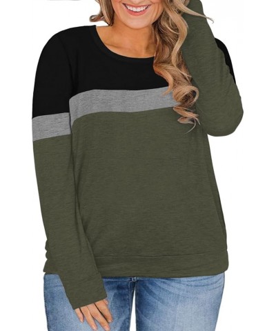 Plus-Size Sweatshirts for Women Color Block Long Sleeve Pockets Pullover 11_k $16.82 Activewear