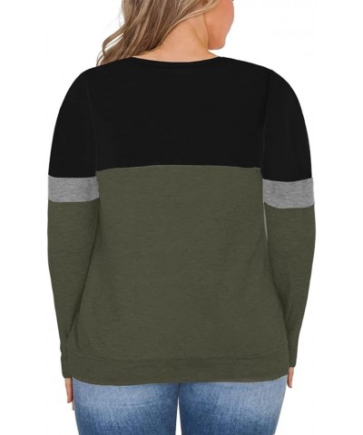 Plus-Size Sweatshirts for Women Color Block Long Sleeve Pockets Pullover 11_k $16.82 Activewear