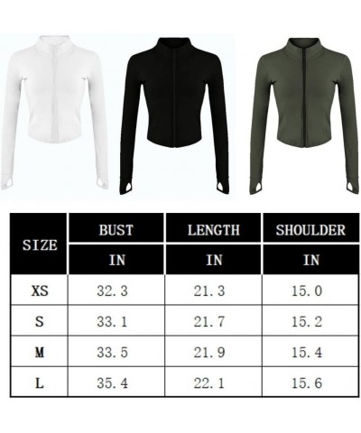 Women's Zip Up Long Sleeve Slim Fit Athletic Workout Jacket Sportswear Yoga Crop Top 01 Green $11.75 Jackets