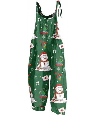 Christmas Linen Overalls for Women Loose Fit Fall Adjustable Bib Jumpsuit Sleeveless Baggy Harem Long Pants Playsuit A02-gree...