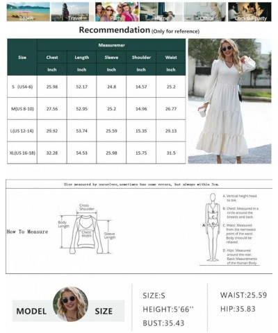 Women's Casual Long Sleeve V Neck Ruffle Maxi Dress Waist Flowy A Line Wedding Guest Dresses 2024 with Pockets Greenbrownflor...