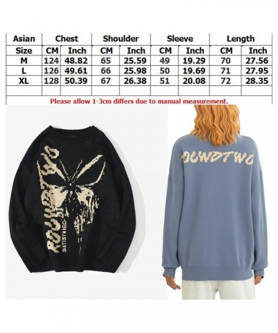 Womens Long Sleeve Crew Neck Cartoon Cow Print Knit Pullover Oversized Sweaters Graphic Jumper Striped Clothes L-blue $12.74 ...