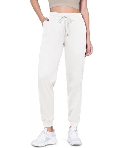 Women's Jogger with Pockets Cotton French Terry High Waist Drawstring Casual Lounge Sweatpants White $21.65 Activewear