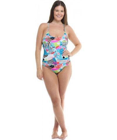 Women's Standard Naomi Adjustable Back One Piece Swimsuit Motion Abstract $30.28 Swimsuits