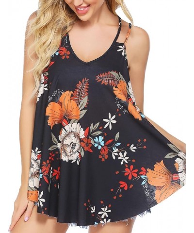 Women Flowy Tank Tops Casual Summer Tops Sexy Tank Tops Spaghetti Strap V Neck Sleeveless Tunic Camisoles Peony $13.24 Tanks