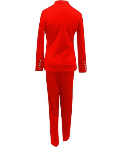 Solid Blazer Jackets Tops and Pants Business Suit for Women Casual Elegant Coat Long Sleeve Outerwear Leggings Sets Red $18.4...