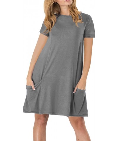 Women's Casual T-Shirt Dress Short Sleeve Swing Dresses Cotton Skater Dress with Pockets Dark Grey $14.24 Dresses