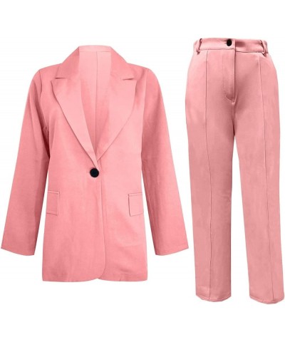 Women's Blazer Suits Two Piece Solid Work Pant Suit for Women Business Office Lady Suits Sets Slim Fit Trouser 04pink $10.53 ...