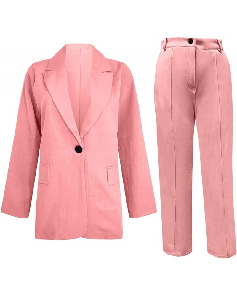 Women's Blazer Suits Two Piece Solid Work Pant Suit for Women Business Office Lady Suits Sets Slim Fit Trouser 04pink $10.53 ...