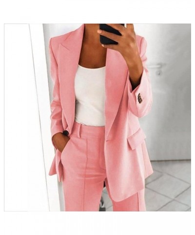 Women's Blazer Suits Two Piece Solid Work Pant Suit for Women Business Office Lady Suits Sets Slim Fit Trouser 04pink $10.53 ...