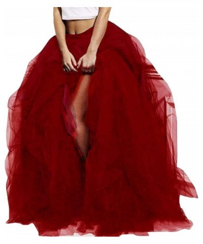 Wedding Planning Women's Long Maxi Tulle Special Occasion Bustle Night Out Skirt Wine Red $30.20 Skirts