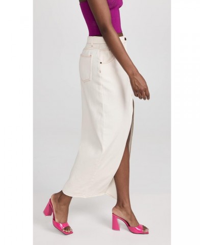 Women's Barbie Split Midi Skirt, Porcelain, White, Off White, L $43.24 Skirts