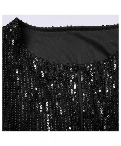 Women Sequins Sequin Jacket Casual Long Sleeve Glitter Sparkle Open Front Party Shiny Lapel Blazer Coat Rave Outerwear A5-bla...