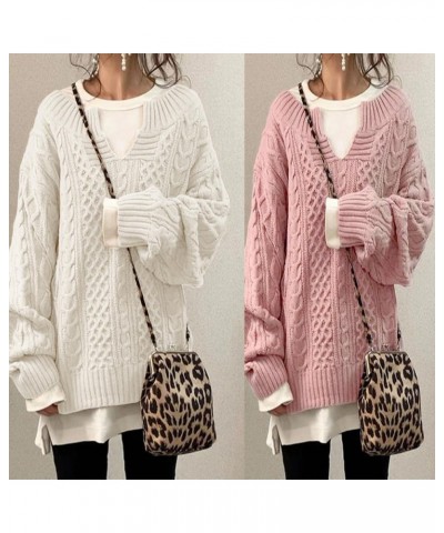 Slouchy Cable Knit Sweater Women Fall Fashion V-Neck,Sleeve Loose Cable Knit Sweater Pullover X-Large A $20.29 Sweaters