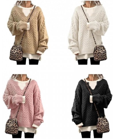 Slouchy Cable Knit Sweater Women Fall Fashion V-Neck,Sleeve Loose Cable Knit Sweater Pullover X-Large A $20.29 Sweaters