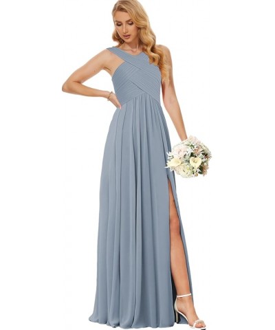 Chiffon Bridesmaid Dresses for Women Crisscross Neck Wedding Guest Dress with Slit Corset Formal Evening Gown Peacock $36.03 ...