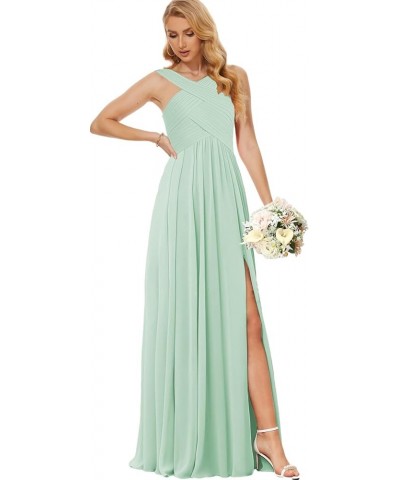 Chiffon Bridesmaid Dresses for Women Crisscross Neck Wedding Guest Dress with Slit Corset Formal Evening Gown Peacock $36.03 ...