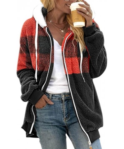 Coats for Women Winter 2023 Warm Thick Fleece Sherpa Jacket Fashion Casual Loose Fuzzy Zip Up Hoodie With Pockets F Red $8.90...