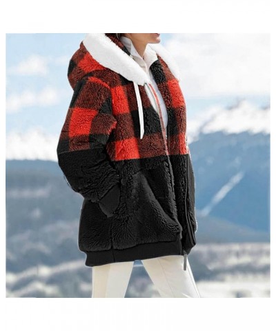 Coats for Women Winter 2023 Warm Thick Fleece Sherpa Jacket Fashion Casual Loose Fuzzy Zip Up Hoodie With Pockets F Red $8.90...