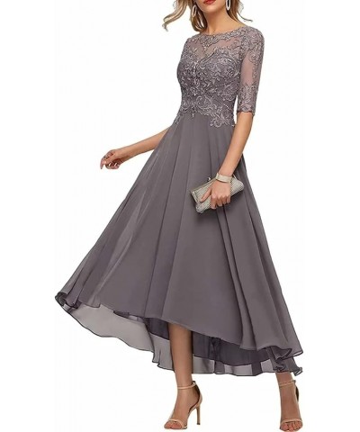 3/4 Sleeves Mother of The Bride Dresses for Wedding Tea Length Lace Appliques Formal Dresses for Women Gold $38.46 Dresses