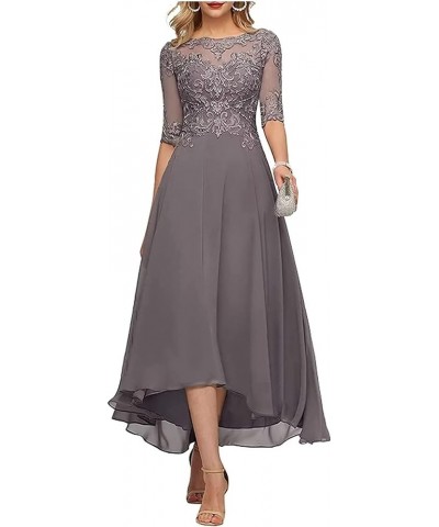 3/4 Sleeves Mother of The Bride Dresses for Wedding Tea Length Lace Appliques Formal Dresses for Women Gold $38.46 Dresses