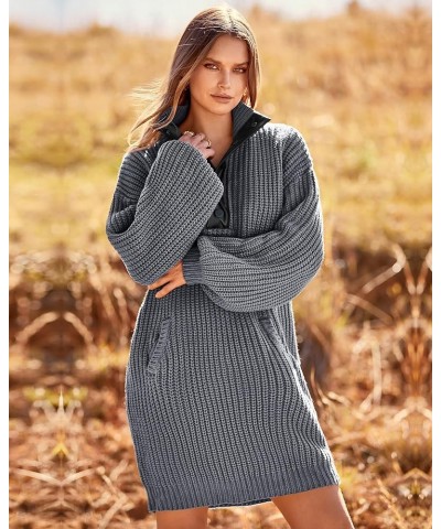 Womens Fall Fashion 2024 Oversized Sweater Dress Casual Button V Neck Long Sleeve Pockets Chunky Knit Pullover Grey $12.50 Sw...