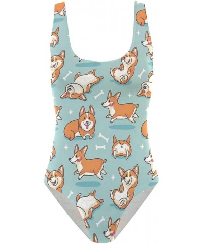 Womens One Piece Monokini Swimsuit Sexy Backless Retro Bathing Suit Corgi $11.25 Swimsuits