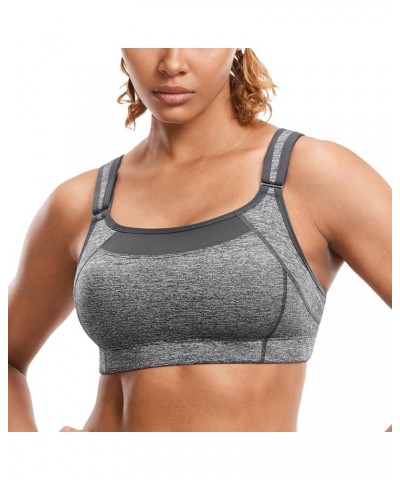 Front Adjustable Sports Bras for Women High Impact Wirefree Comfort No Bounce Support Workout Running Bra Grey $15.75 Lingerie