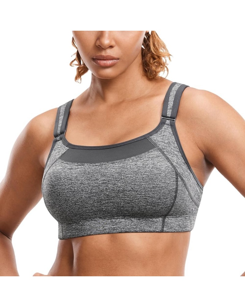 Front Adjustable Sports Bras for Women High Impact Wirefree Comfort No Bounce Support Workout Running Bra Grey $15.75 Lingerie