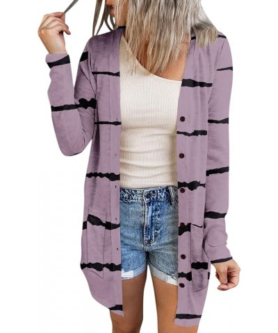 Print Lightweight Cardigan for Women 2023 Fall Cute Loose Casual Womens Cardigans 100+ Colors Halloween Costumes 13-purple $1...