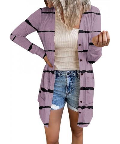 Print Lightweight Cardigan for Women 2023 Fall Cute Loose Casual Womens Cardigans 100+ Colors Halloween Costumes 13-purple $1...