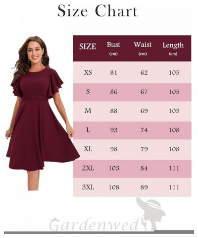 Women's Cocktail Dress Ruffle Short Sleeve A Line Swing Fit and Flare Midi Party Fall Wedding Guest Dresses Royal Blue $18.97...