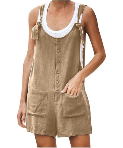 Casual Rompers For Women Summer 2024 Sleeveless Adjustable Strap Shorts Jumpsuits Dressy Overalls With Pockets A-khaki $18.06...