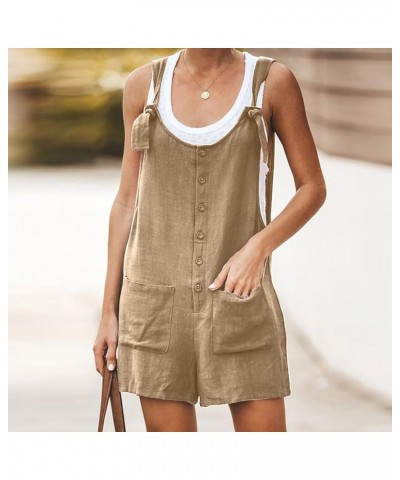 Casual Rompers For Women Summer 2024 Sleeveless Adjustable Strap Shorts Jumpsuits Dressy Overalls With Pockets A-khaki $18.06...