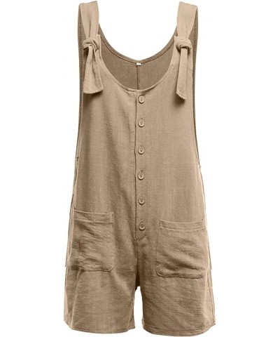 Casual Rompers For Women Summer 2024 Sleeveless Adjustable Strap Shorts Jumpsuits Dressy Overalls With Pockets A-khaki $18.06...