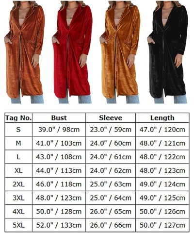 Women's Long Velvet Cardigan Jacket Velour Lapel Collar Open Front Velvet Dusters with Pockets Outwear Black $12.39 Jackets