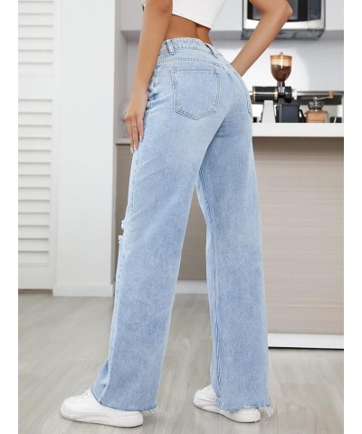 Jeans for Women- Ripped Raw Hem Straight Leg Jeans (Color : Light Wash, Size : 28) 26 Light Wash $31.27 Jeans