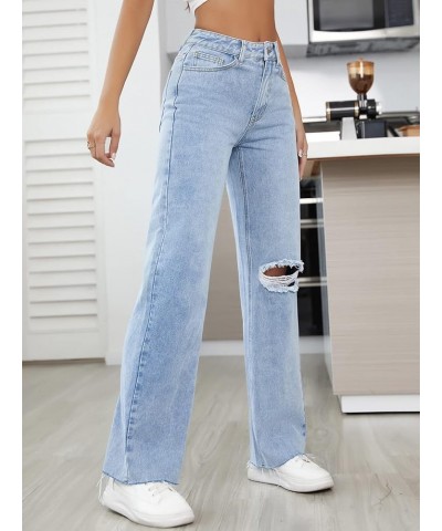 Jeans for Women- Ripped Raw Hem Straight Leg Jeans (Color : Light Wash, Size : 28) 26 Light Wash $31.27 Jeans