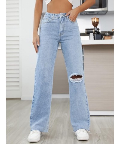 Jeans for Women- Ripped Raw Hem Straight Leg Jeans (Color : Light Wash, Size : 28) 26 Light Wash $31.27 Jeans